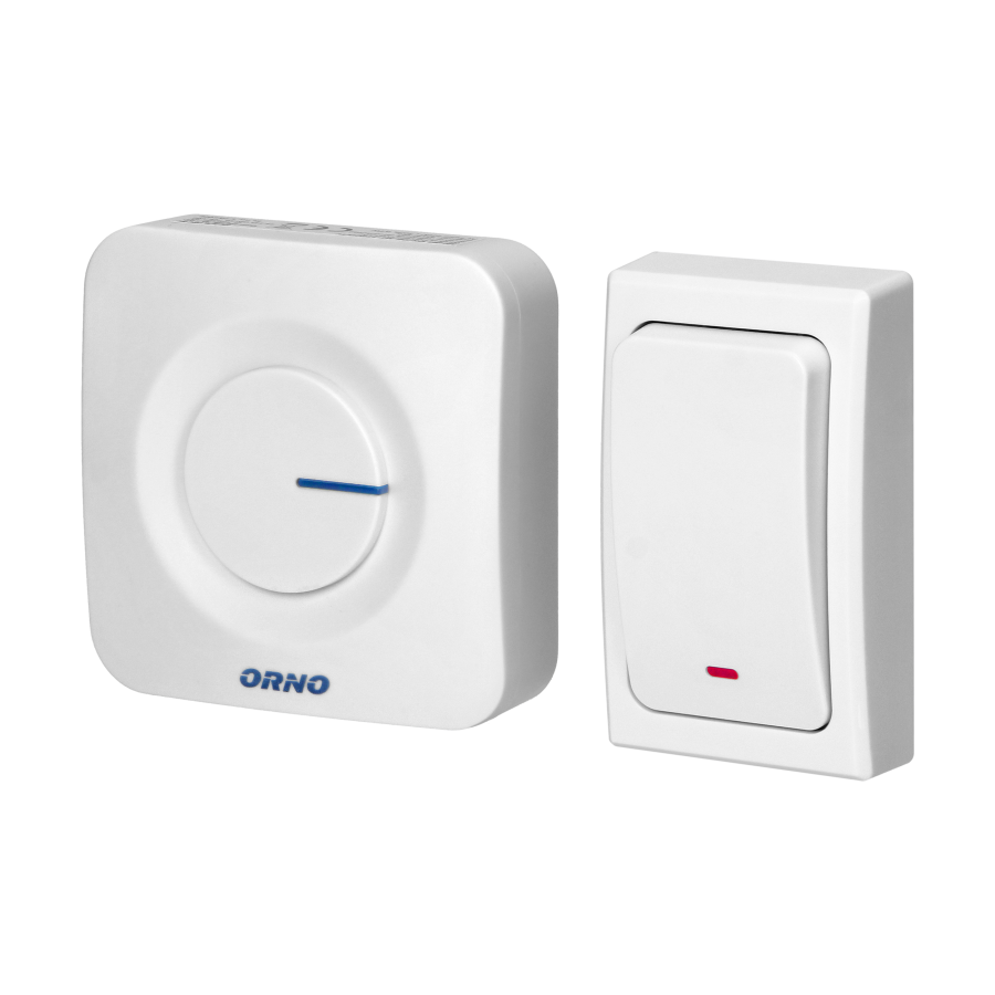 ONDO AC wireless mains-powered doorbell with battery-free button, learning system, 36 sounds, 200m, white